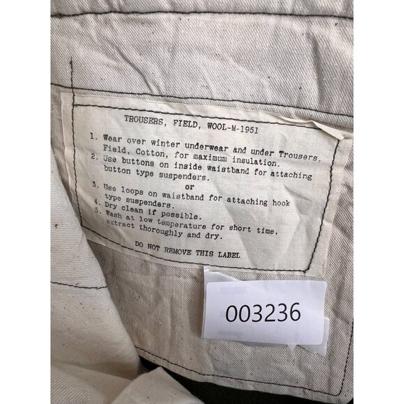 VINTAGE MENS FIELD WOOL M-1951 COMBAT TROUSERS KOREA MEDUIM LONG ARMY PANT - Picture 8 of 9